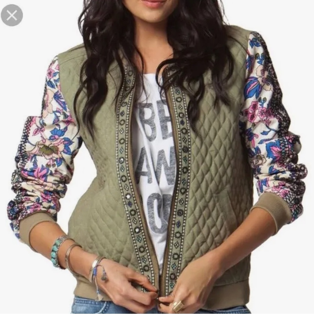 Billabong floral sleeve bomber jacket